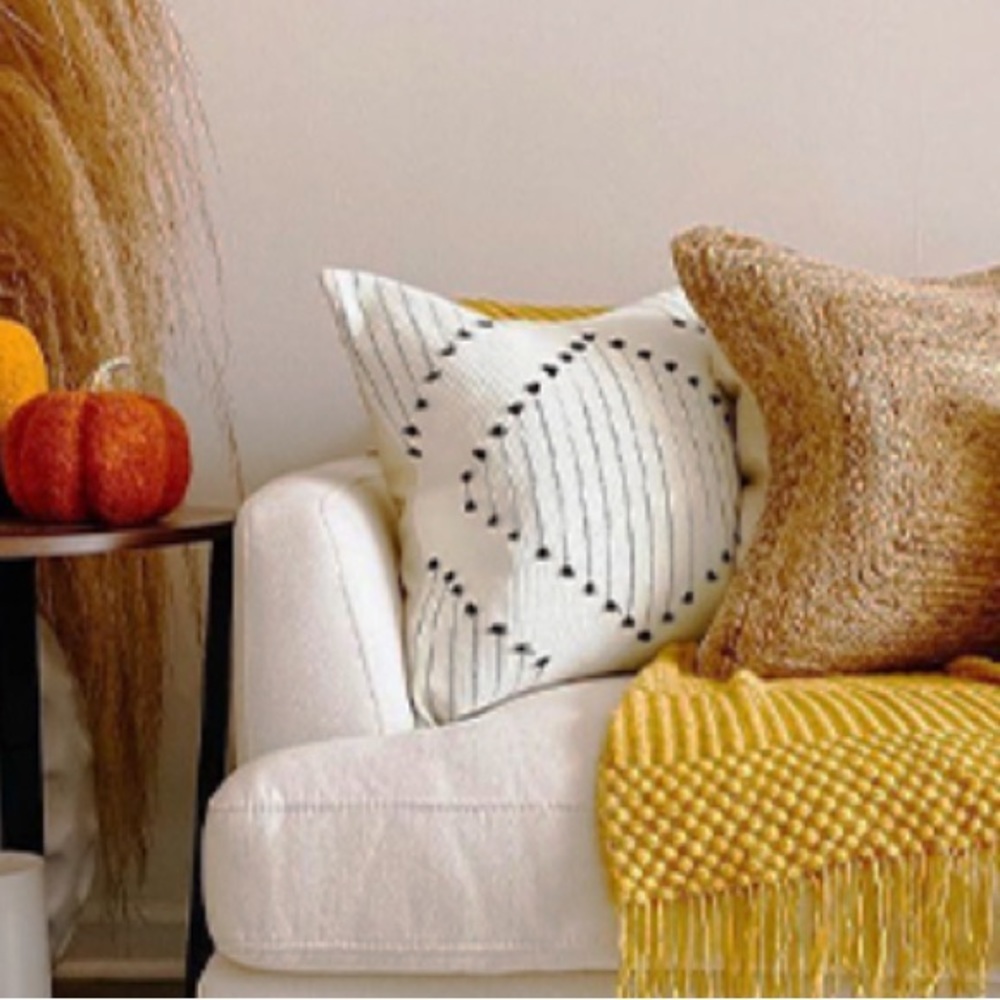 Blue page boho pillow covers textured new 18x18 - Picture 3 of 4